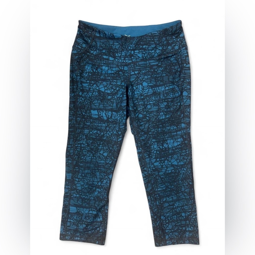 Old Navy Active Capri Leggings Women’s Medium Blue Black Kelp Forest S/525202-81